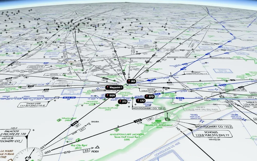 Aeronautical charts cached for offline use, no network required