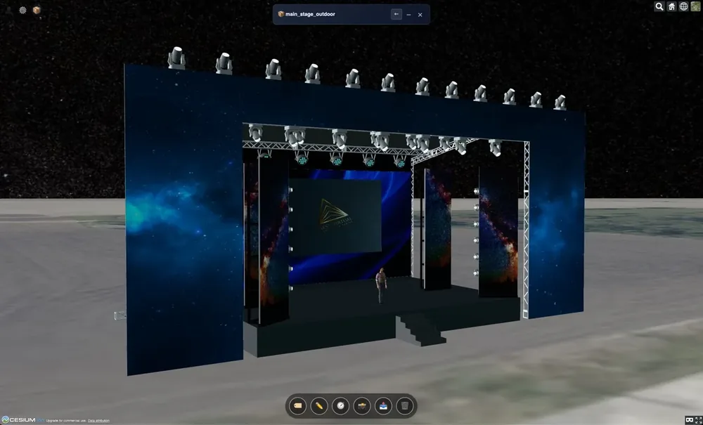 3D stage model placed on terrain