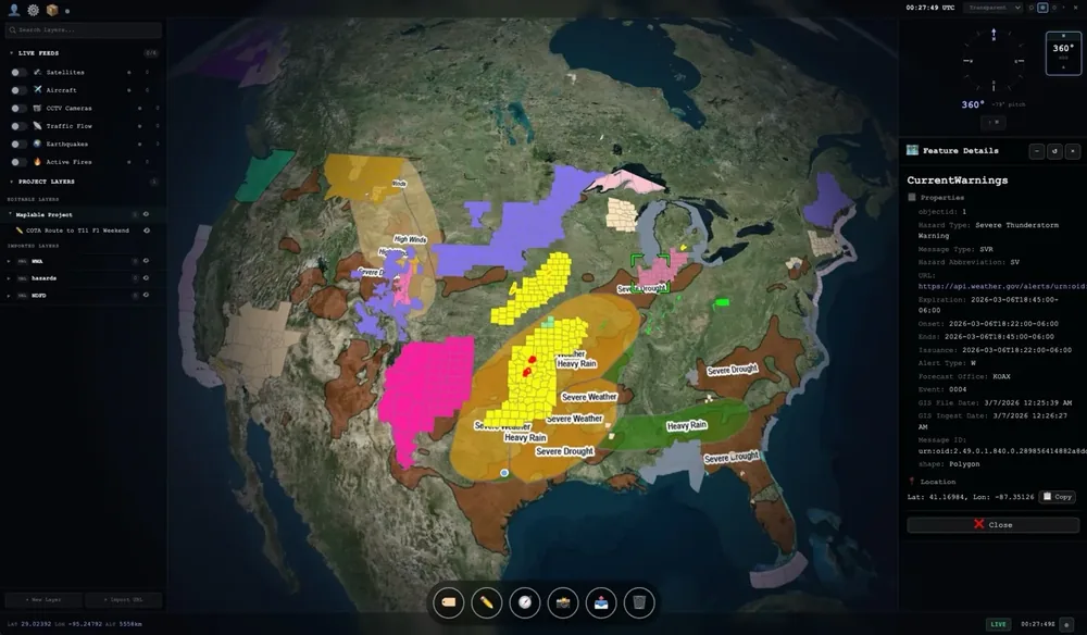NOAA warnings on globe